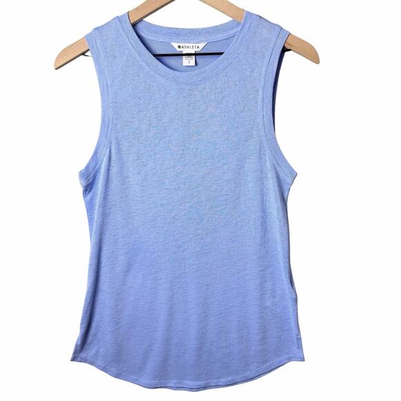 Athleta Light Blue Periwinkle Muscle Tank Top Crew Neck Womens size S - Picture 1 of 9